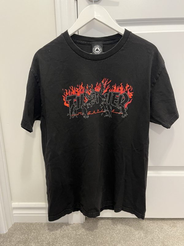 Thrasher Magazine Logo Empty Letter Black T Shirt Size L