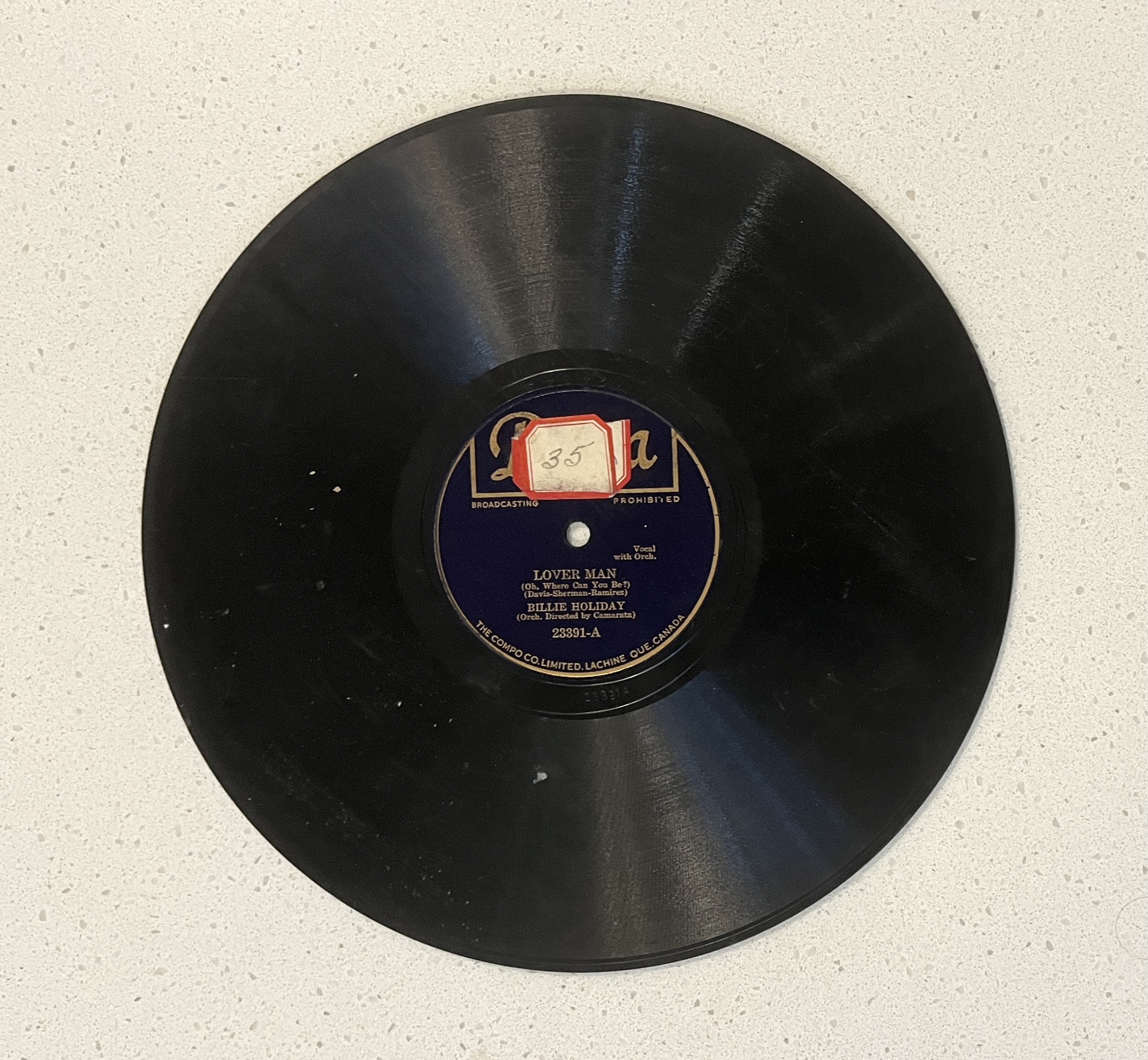 Billie Holiday Lover Man / That Ole Devil Called Love Jazz Shellac 78 RPM 23391