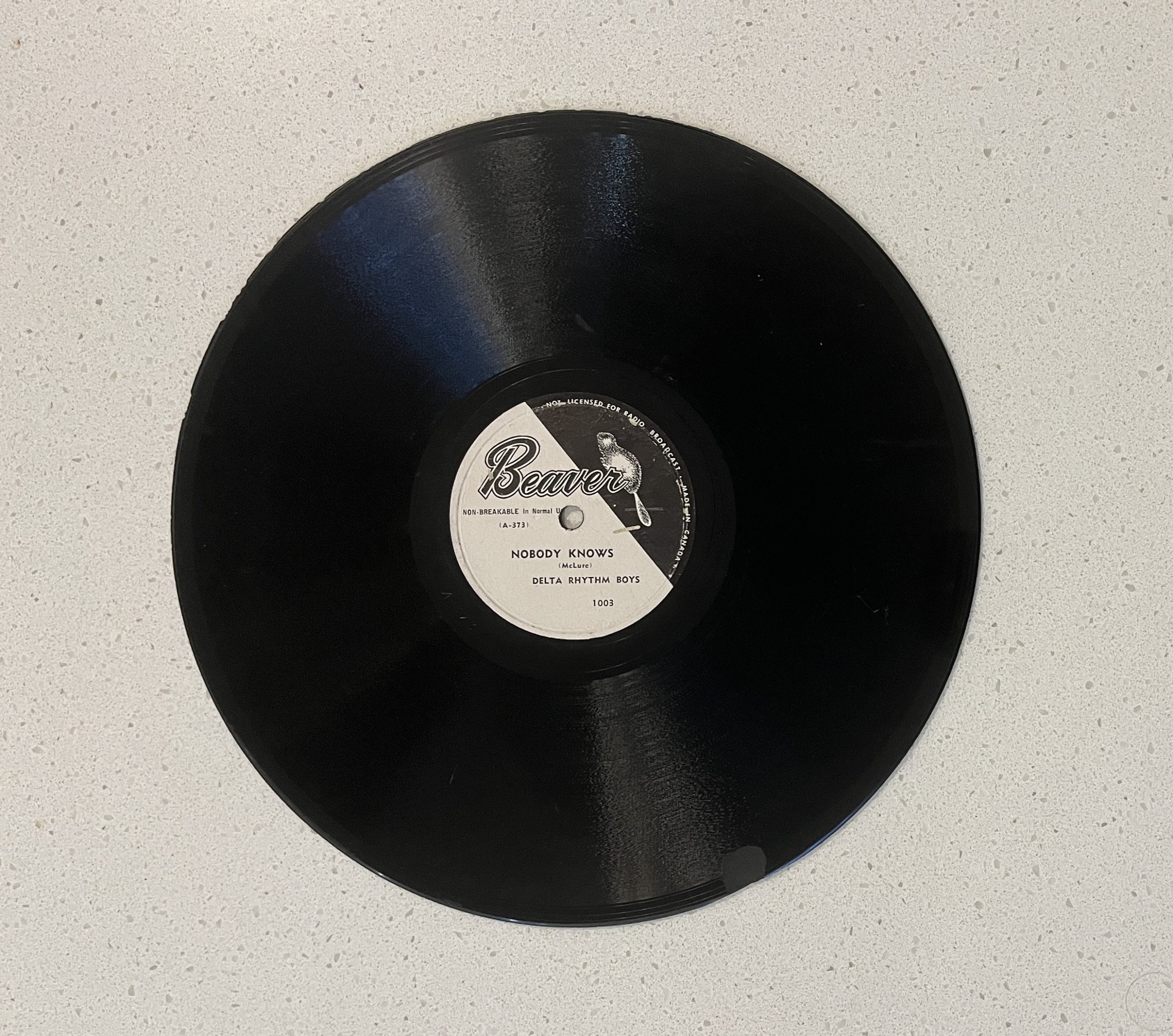 Delta Rhythm Boys Nobody Knows If You See Tears In My Eyes Doo Wop Shellac 78 RPM Beaver Canadian Label