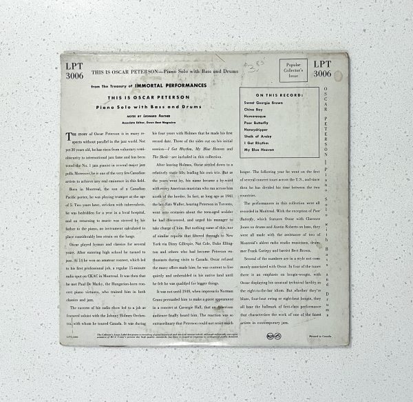 This Is Oscar Peterson At The Piano Jazz Vinyl LP 10" LPT 3006 - Image 4