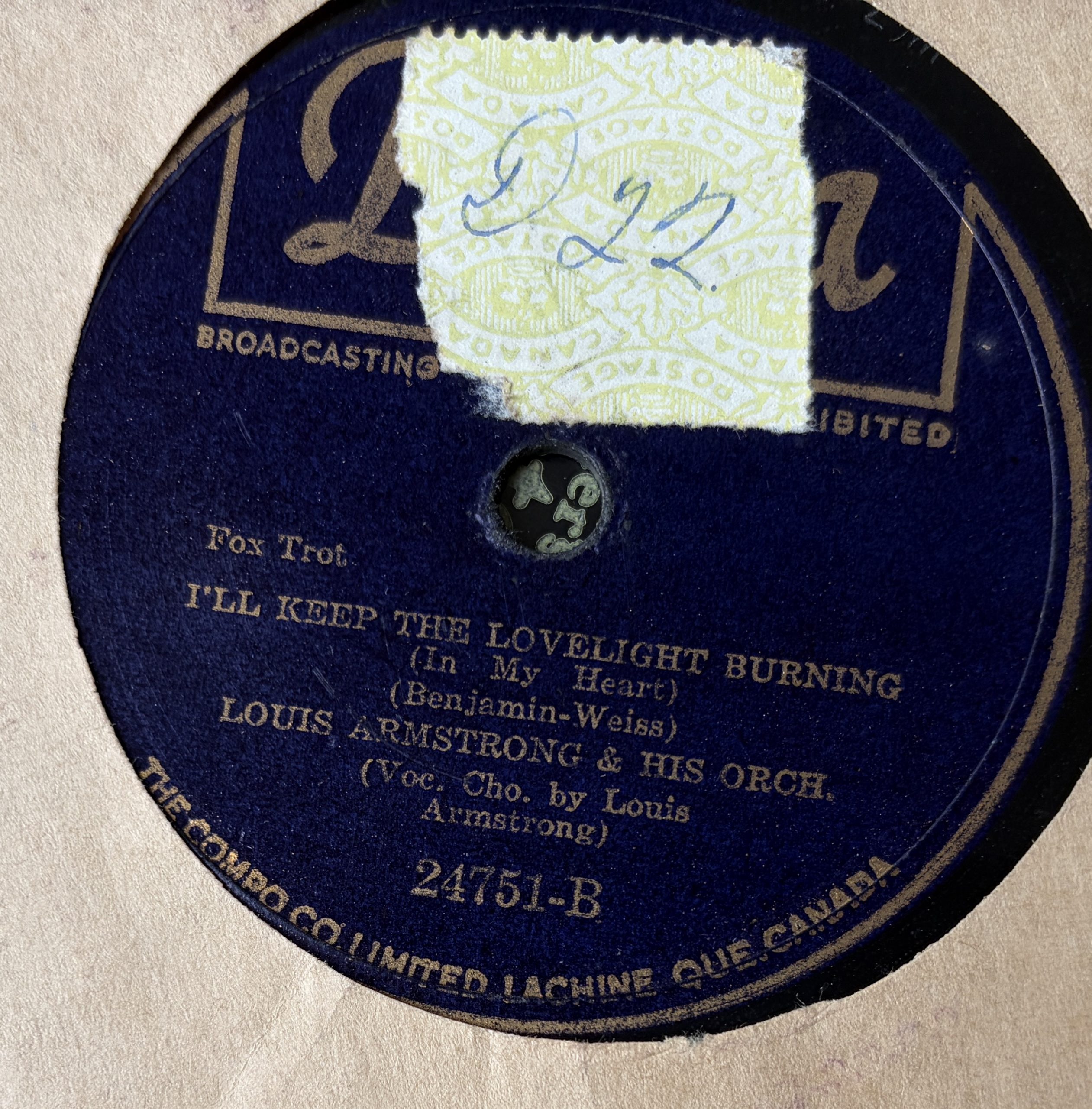 Louis Armstrong Maybe It's Because / I'll Keep The Lovelight Burning Shellac 78 RPM (24571) - Image 3